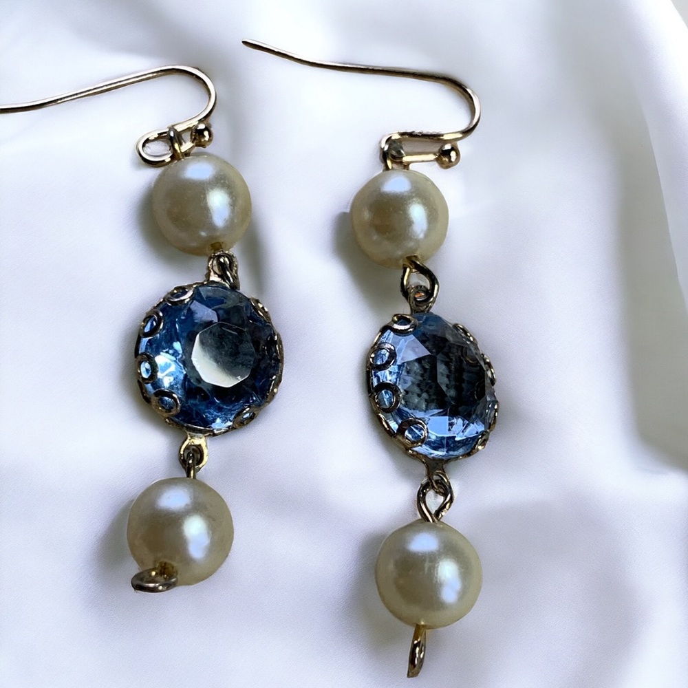 Upcycled vintage Czech bead earrings with faux pearls.